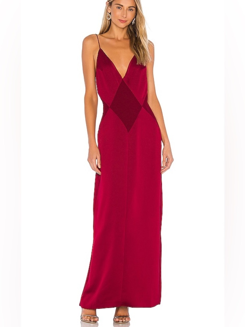 L’Academie Joelle Velvet Maxi Dress S Rumba Red Burgundy Slip Gown